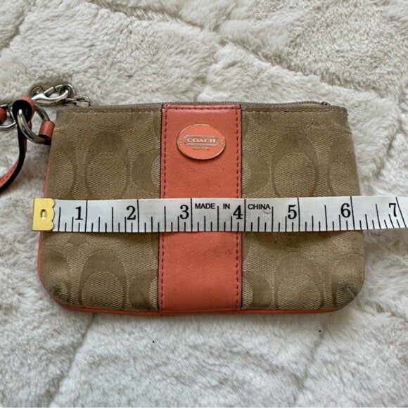 Coach | Signature Peach Leather Stripe | Wristlet - Picture 11 of 12